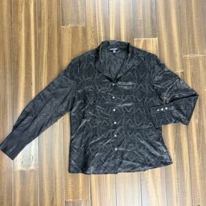 Brooks Brothers Black cursive B diamond Long sleeve button down blouse, collar